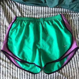 Nike Green and Purple Athletic Shorts